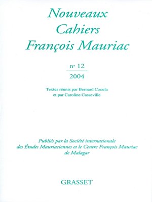 cover image of Nouveaux Cahiers François Mauriac N°12